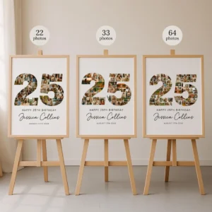 25th Birthday Photo Collage Gift, Editable Template (Digital Download) - Image 4