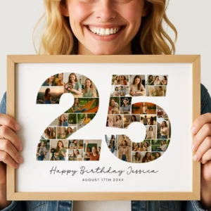 25th Birthday Photo Collage Gift, Editable Template (Digital Download) - Image 5