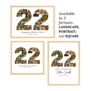 22nd Birthday Photo Collage Template, Custom Number Gift (Canva Template) - Image 4