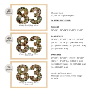 Alternative view of 83rd Birthday Photo Collage Gift, Custom Canva Template (Digital Download)