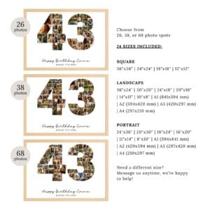 43rd Birthday Photo Collage Template, Custom Number Gift (Canva Template) - Image 5