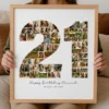 21st Birthday Photo Collage Template, Personalized Gift for Her (Canva)