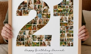 21st Birthday Photo Collage Template, Personalized Gift for Her (Canva)