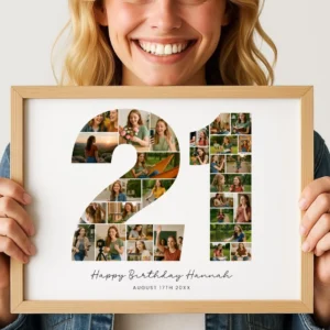 21st Birthday Photo Collage Template, Personalized Gift for Her (Canva) - Image 8