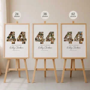 44th Birthday Photo Collage Template, Canva Number Design (Digital Download) - Image 6