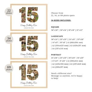 15th Birthday Photo Collage Template, Custom Canva Gift (Digital Download) - Image 5