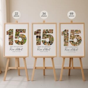 15th Birthday Photo Collage Template, Custom Canva Gift (Digital Download) - Image 4