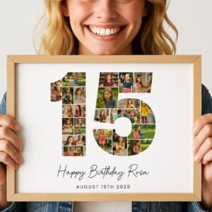 Alternative view of 15th Birthday Photo Collage Template, Custom Canva Gift (Digital Download)