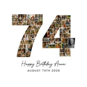74th Birthday Photo Collage number 74 Canva template