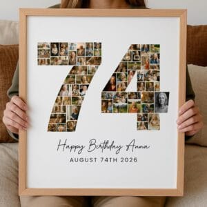 74th Birthday Photo Collage Template, Personalized Gift (Canva Digital Download) - Image 7