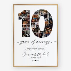 10th Anniversary Photo Collage personalized Canva template