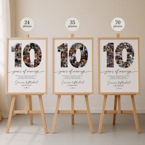 Alternative view of 10th Anniversary Photo Collage Template, Custom Wall Art (Digital Download)