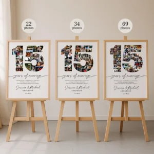 15th Anniversary Photo Collage Template, Printable Keepsake (Canva) - Image 3