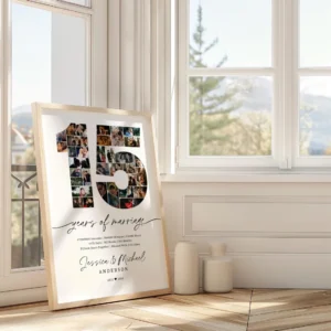 15th Anniversary Photo Collage Template, Printable Keepsake (Canva) - Image 4