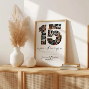15th Anniversary Photo Collage Template, Printable Keepsake (Canva) - Image 5