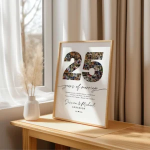 Alternative view of 25th Anniversary Photo Collage Template, Portrait, Editable Years Photo Gift