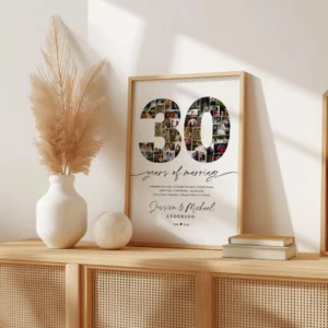30th Anniversary Photo Collage Template, Custom Wall Art (Canva Editable) - Image 4