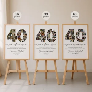 40th Anniversary Collage Template, Editable Canva Photo Grid, Printable Picture Poster for Party, Gift & Keepsake - Image 8
