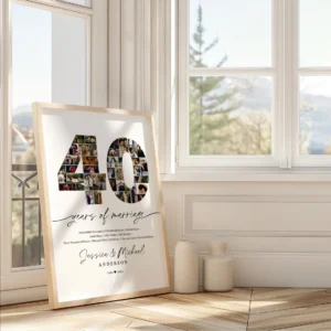 Alternative view of 40th Anniversary Collage Template, Editable Canva Photo Grid, Printable Picture Poster for Party, Gift & Keepsake