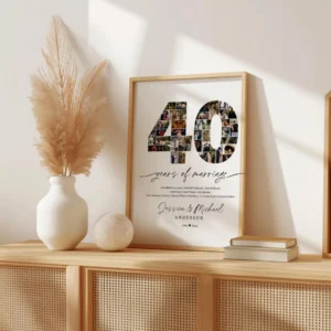 40th Anniversary Collage Template, Editable Canva Photo Grid, Printable Picture Poster for Party, Gift & Keepsake - Image 5
