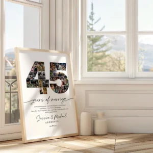 Alternative view of 45th Anniversary Photo Collage, Printable Keepsake (Editable Template)