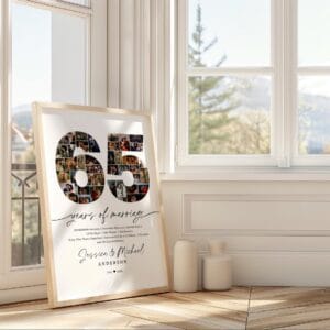 65th Anniversary Photo Collage Template, Portrait, Editable 65 Years Photo Gift, Personalized Anniversary Poster, Custom Canva Layout - Image 3