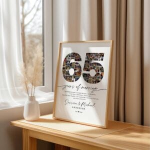 65th Anniversary Photo Collage Template, Portrait, Editable 65 Years Photo Gift, Personalized Anniversary Poster, Custom Canva Layout - Image 4