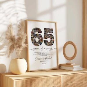 65th Anniversary Photo Collage Template, Portrait, Editable 65 Years Photo Gift, Personalized Anniversary Poster, Custom Canva Layout - Image 6