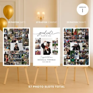Graduation Welcome Sign Photo Collage, Editable Class of 2026 Poster Template, Canva Printable for Senior Grad Party Decorations - Image 3