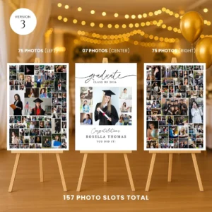 Graduation Welcome Sign Photo Collage, Editable Class of 2026 Poster Template, Canva Printable for Senior Grad Party Decorations - Image 5