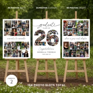 Class of 2026 Photo Collage Graduation Poster, Editable Canva Welcome Sign, Senior Graduation Party Printable Decor Template - Image 3