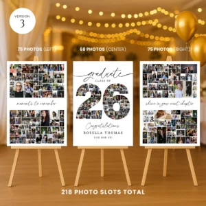 Class of 2026 Photo Collage Graduation Poster, Editable Canva Welcome Sign, Senior Graduation Party Printable Decor Template - Image 4