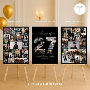 Alternative view of Graduation Photo Collage Class of 2027 TEMPLATE Set, Personalized Gift for Graduate, Graduation Party Poster Display, Photo Memory Keepsake