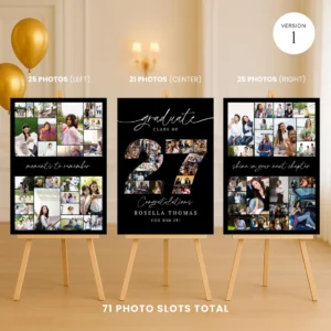 Graduation Photo Collage TEMPLATE Class of 2027, Personalized Gift for Graduate, Graduation Party Poster, Canva Template - Image 3