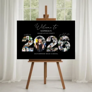 Alternative view of 2026 Graduation Photo Collage Welcome Sign Template, Class of 2026, Party Poster Display, Graduate Gift for Seniors