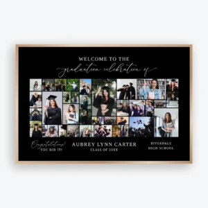 Black Graduation Photo Collage Class of 2026, Personalized Graduate Gift, Graduation Party Poster, Welcome Sign Template - Image 3