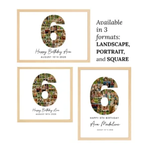 Alternative view of 6th Birthday Photo Collage Template, Custom Gift for Girl, 6th Birthday, Number Collage, Number 6 Collage, 5th Collage, Canva Template
