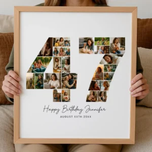47th Birthday Photo Collage Template, Personalized Birthday Gift for Her, Women, Mom, Number Collage Family Gift, Birthday Gift, Canva - Image 3