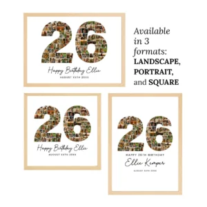 Alternative view of 26th Birthday Photo Collage Template, Personalized Birthday Gift for Her, Women, Number Collage Family Gift, Birthday Gift, Canva