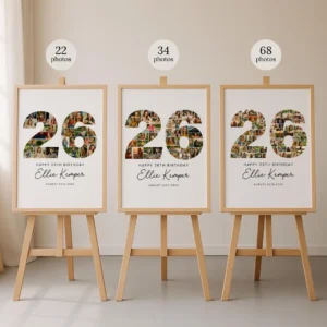 26th Birthday Photo Collage Template, Personalized Birthday Gift for Her, Women, Number Collage Family Gift, Birthday Gift, Canva - Image 3