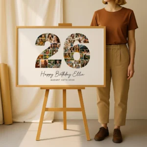 26th Birthday Photo Collage Template, Personalized Birthday Gift for Her, Women, Number Collage Family Gift, Birthday Gift, Canva - Image 4