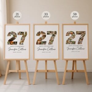 Alternative view of 27th Birthday Photo Collage Template, Personalized 27th Birthday Gift for Her, Women, Number Collage Family Gift, Birthday Gift
