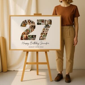 27th Birthday Photo Collage Template, Personalized 27th Birthday Gift for Her, Women, Number Collage Family Gift, Birthday Gift - Image 3