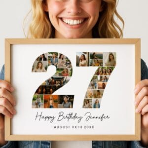27th Birthday Photo Collage Template, Personalized 27th Birthday Gift for Her, Women, Number Collage Family Gift, Birthday Gift - Image 4