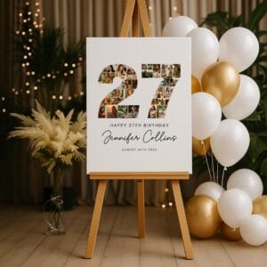 27th Birthday Photo Collage Template, Personalized 27th Birthday Gift for Her, Women, Number Collage Family Gift, Birthday Gift - Image 5