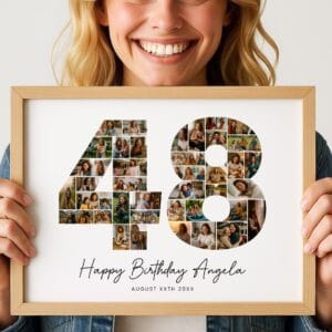 48th Birthday Photo Collage Template, Personalized Birthday Gift for Her, Women, Mom, Number Collage Family Gift, Birthday Gift, Canva - Image 4