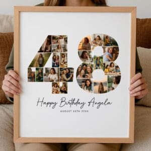 48th Birthday Photo Collage Template, Personalized Birthday Gift for Her, Women, Mom, Number Collage Family Gift, Birthday Gift, Canva - Image 6
