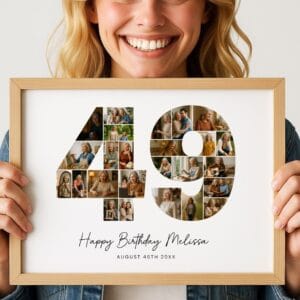 Alternative view of 49th Birthday Photo Collage Template, Personalized 49th Birthday Gift for Her, Women, Mom, Number Collage Family Gift, Birthday Gift, Canva