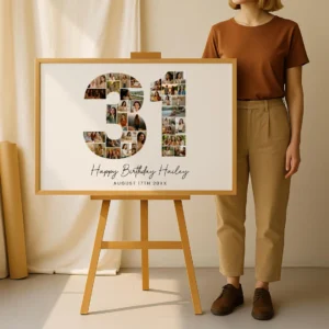 31st Birthday Photo Collage Template, Personalized Birthday Gift for Women, Number Collage, Family Gift, Birthday Gift, Canva - Image 4