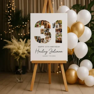 31st Birthday Photo Collage Template, Personalized Birthday Gift for Women, Number Collage, Family Gift, Birthday Gift, Canva - Image 5